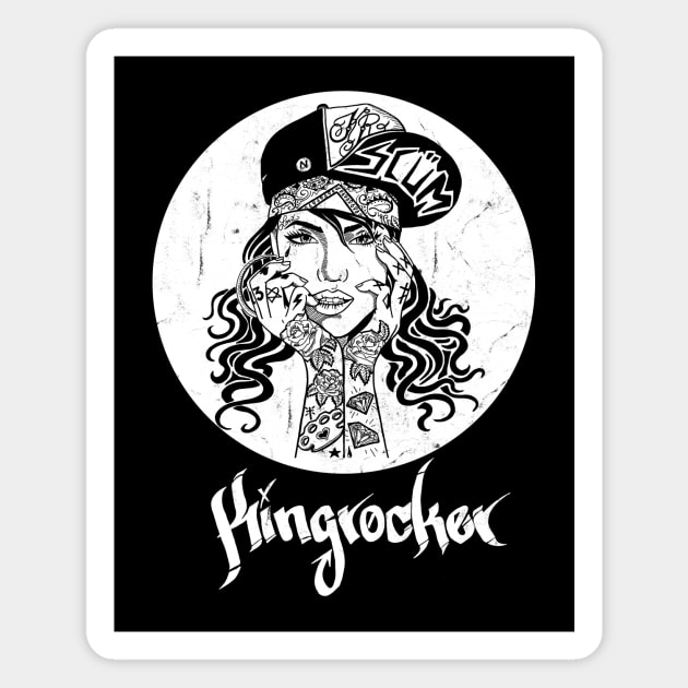 girl with tattoos and bandana Magnet by Kingrocker Clothing